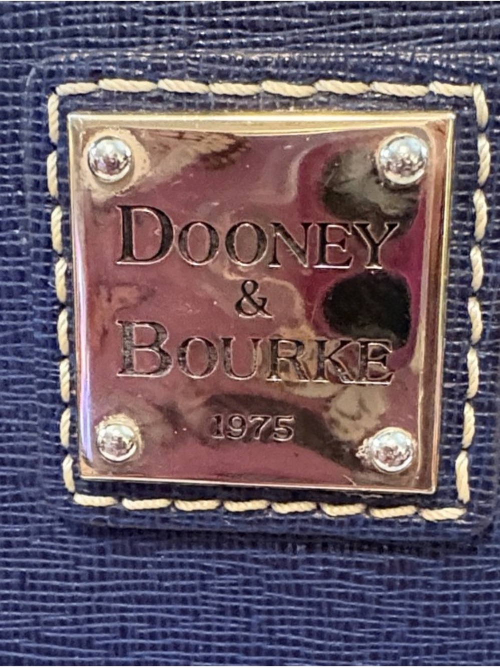 Dooney & Bourke Navy Leather Structured Tote - Picture 2 of 14